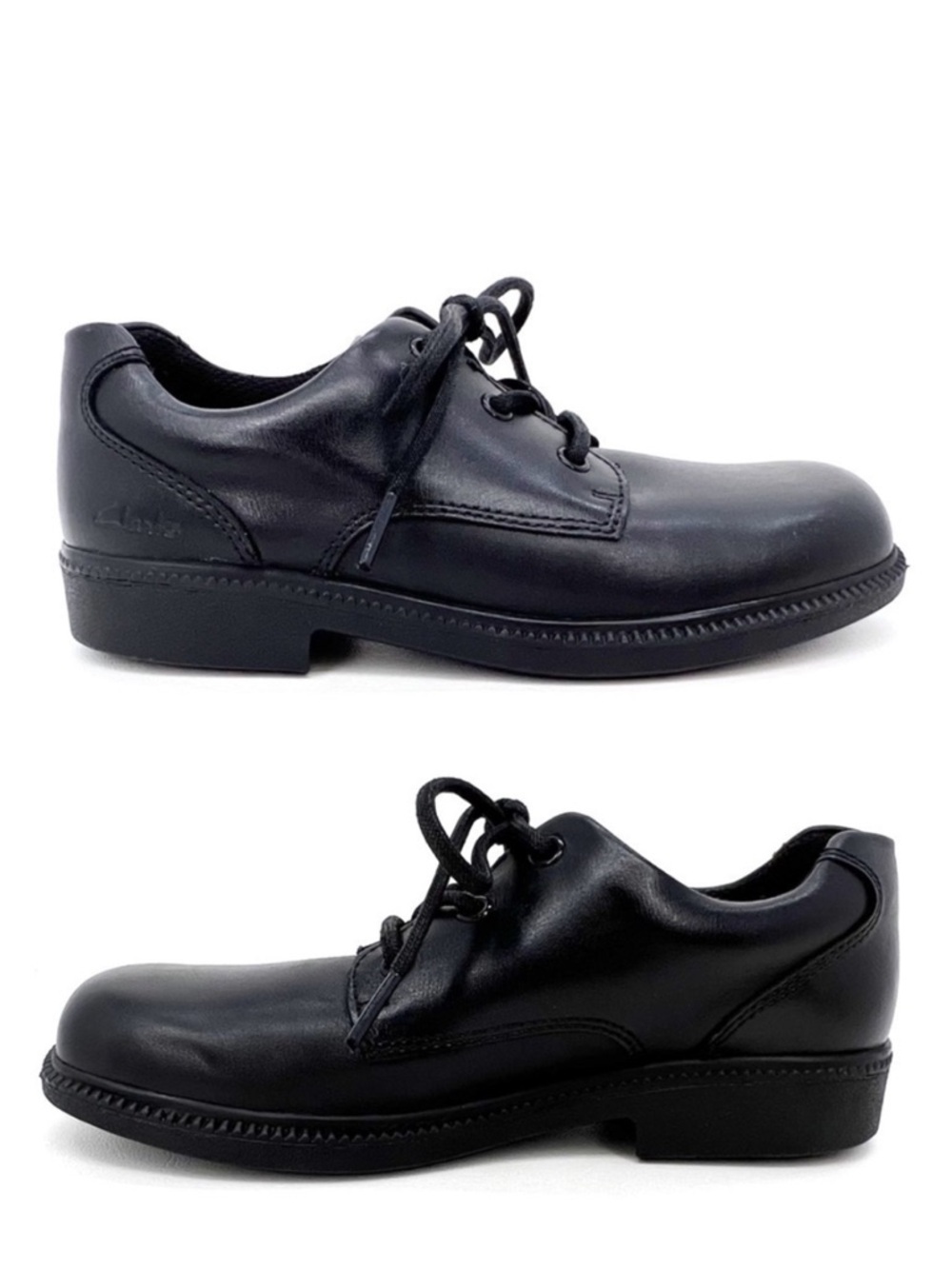 Clarks Shoes Black Leather Lace-up Dress Shoes Boy’s Size 1 School Uniform New